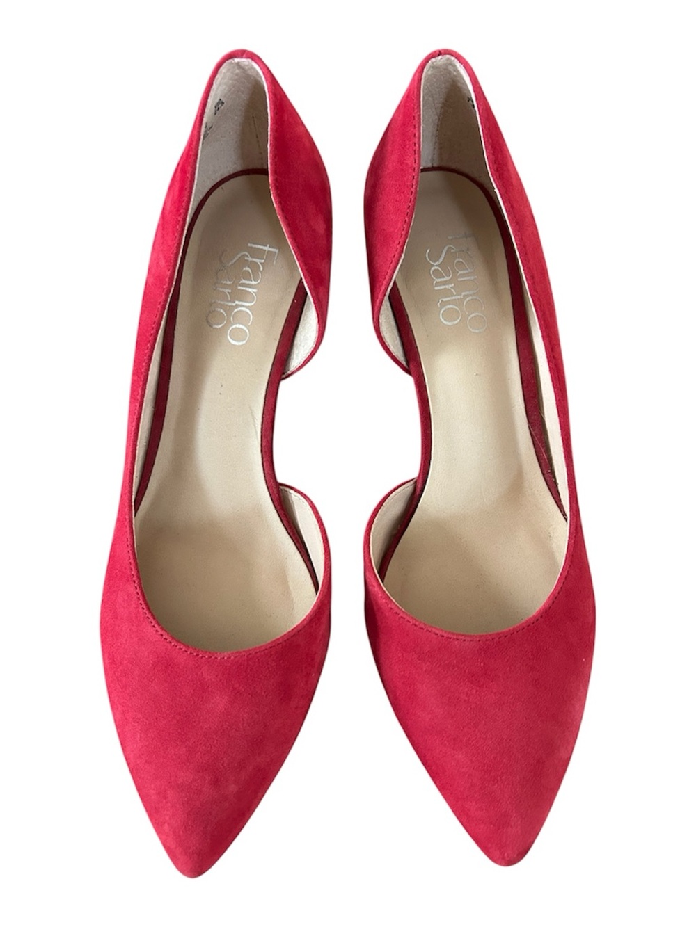 Franco Sarto | Women’s Red Suede Leather Feline Pointed-Toe Wedge Heel Pumps 7.5